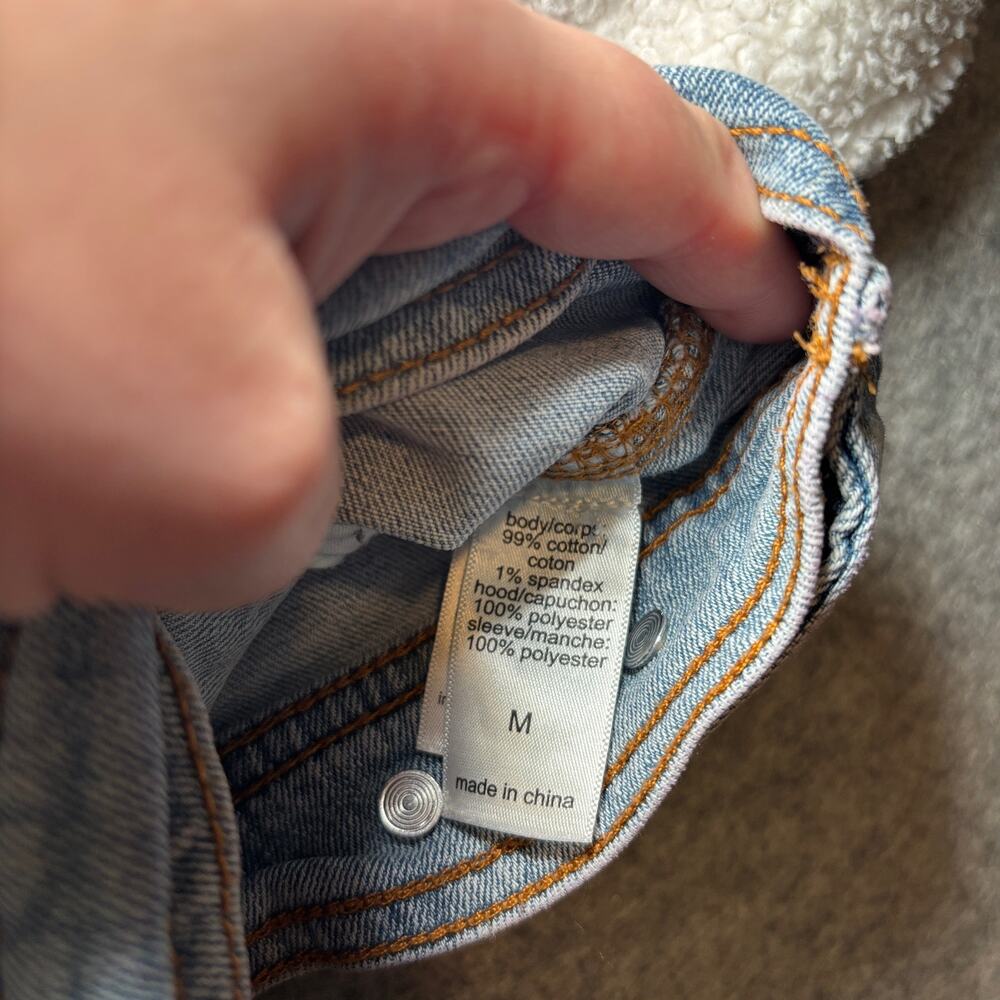 Maurices Women M Denim Jacket Casual Long Sleeve Blue White - Picture 3 of 8